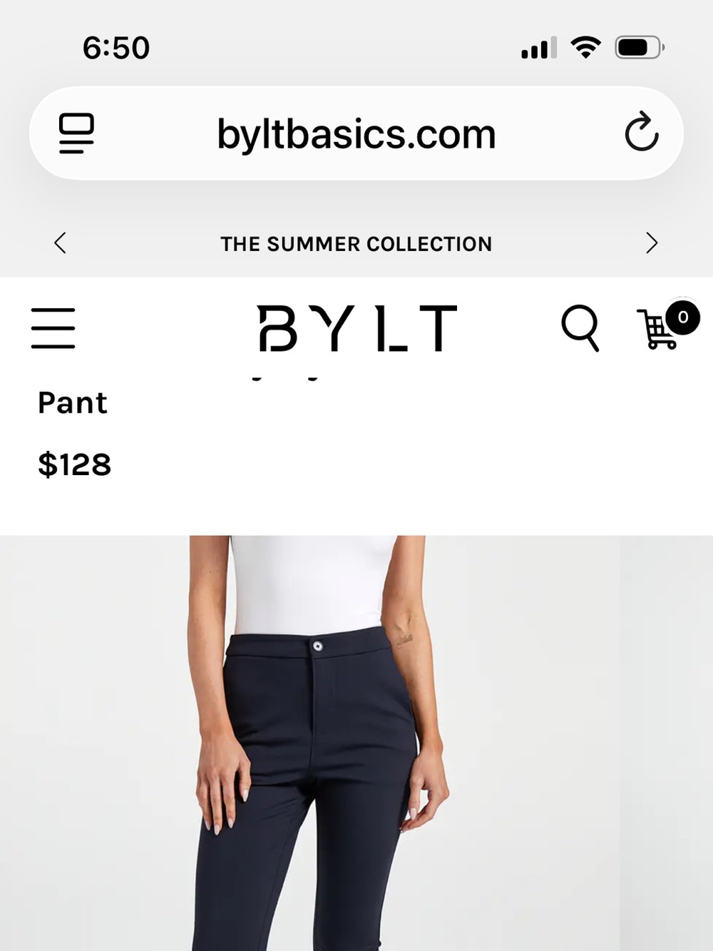 BYLT Basics Black Slim Ponte Pants with Clean Front